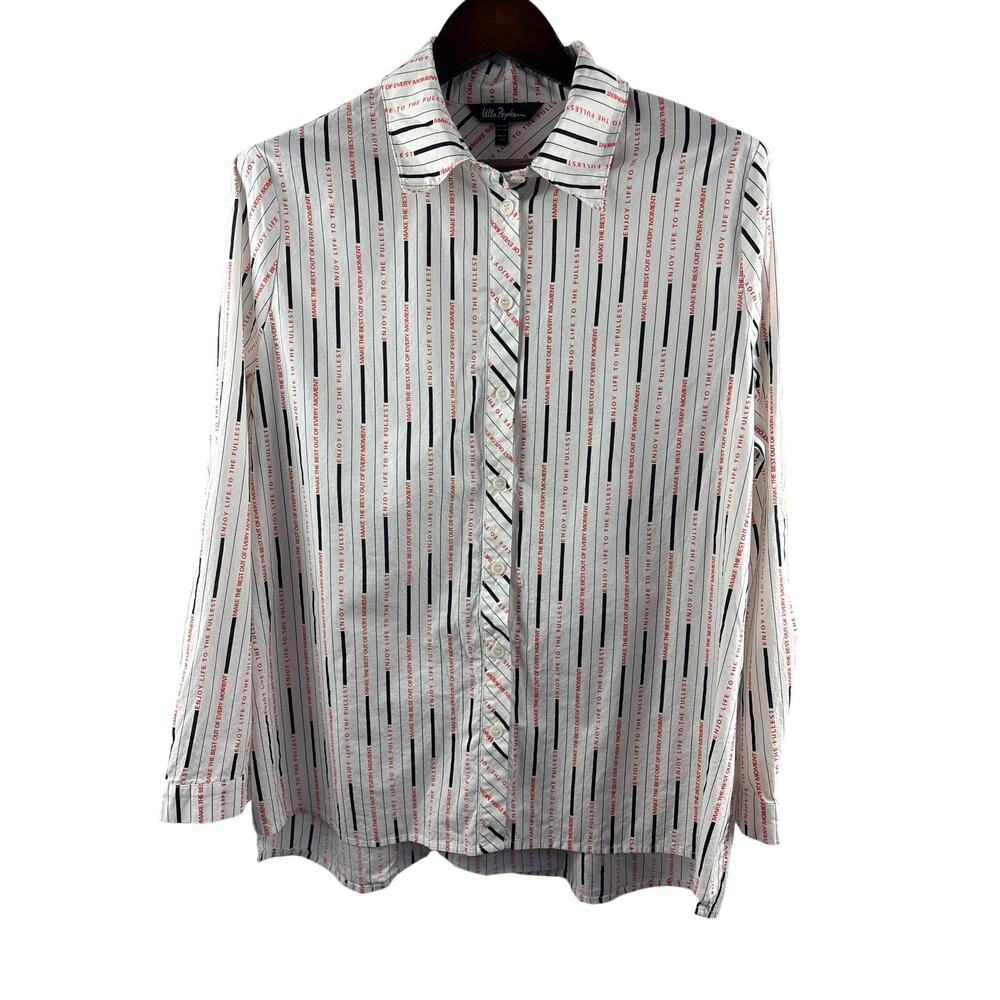 Women’s Ulla Popken Size 16/18 White Graphic Button Up